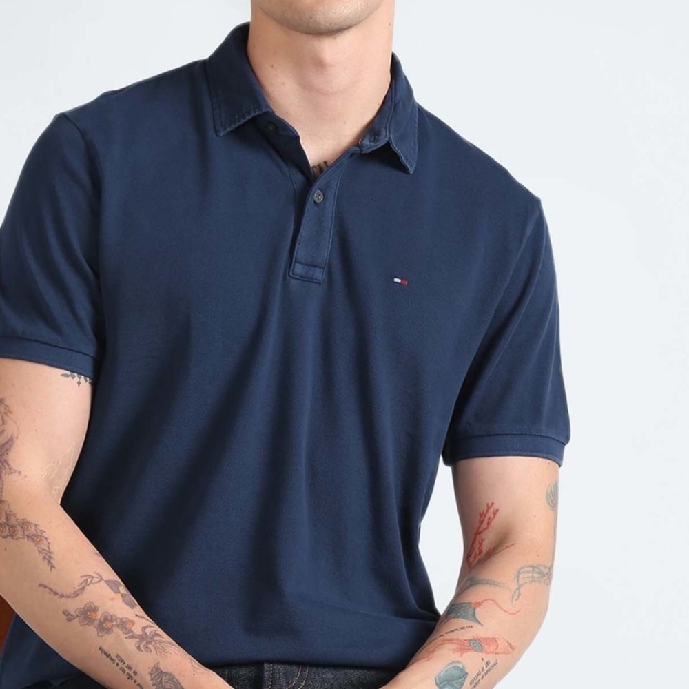 Tommy Hilfiger Golf Polo Navy Mesh Sz Large